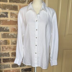 Ralph Lauren Crisp White Linen Button Down Shirt Preppy Tab Sleeve Plus Sz 1X